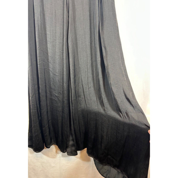 Soft Surroundings Womens M Black Silky Wide Leg Flowy Palazzo Pleated Pants B5 - Picture 2 of 7
